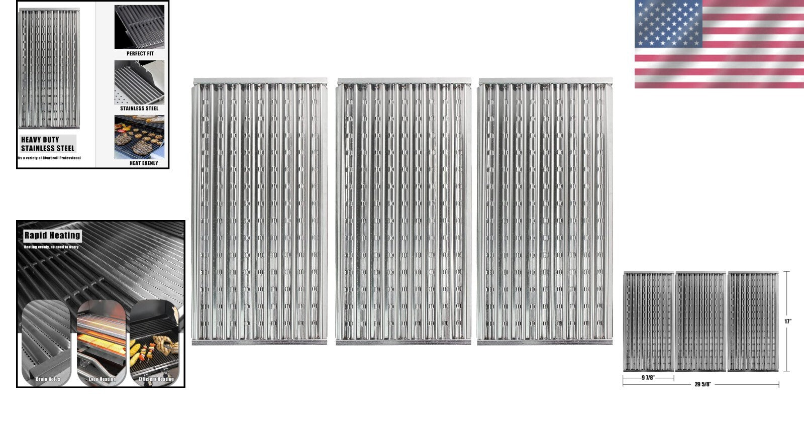 Durable 17" Emitter Plates for Charbroil Grill Series - Rust and Heat Resistant