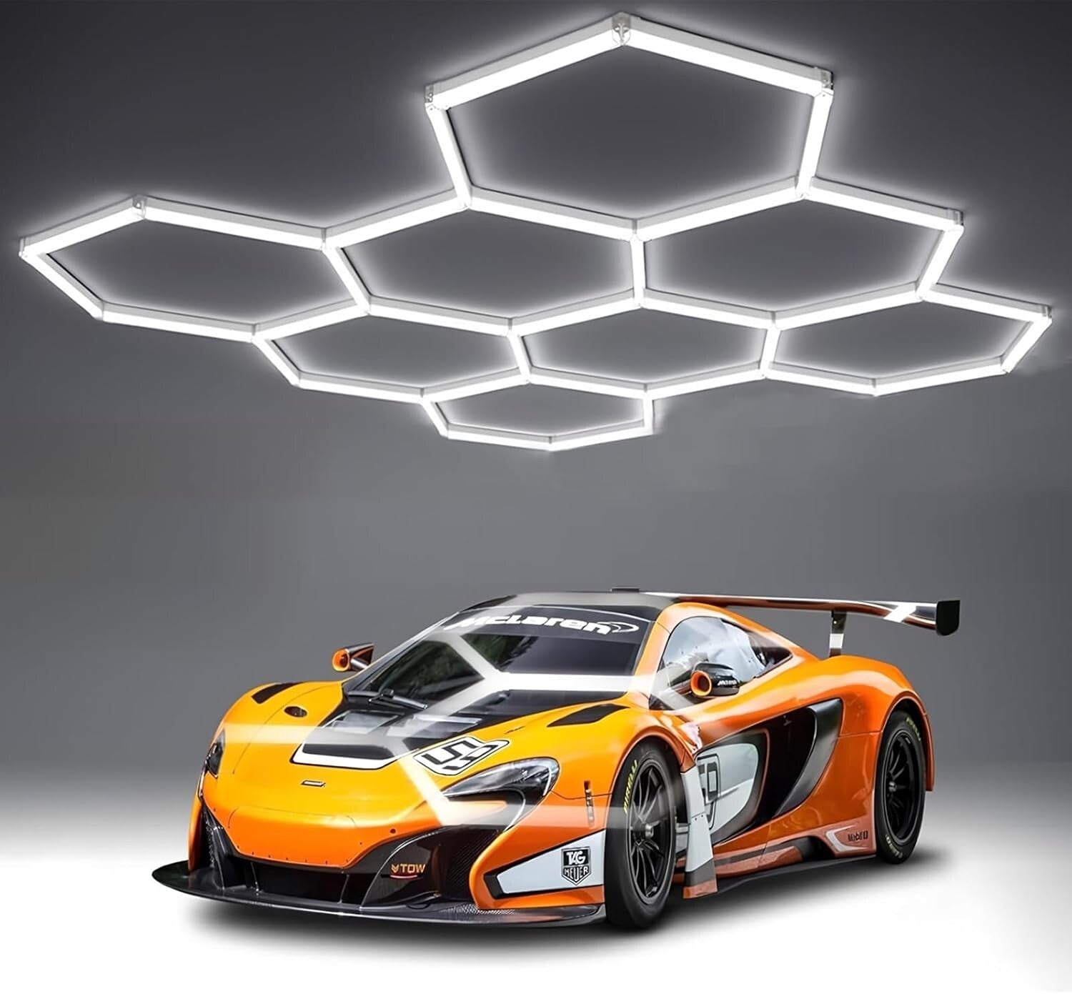 Elegant Aluminum Hexagon Garage Light - 720W, 86400 Lumens for Commercial Use