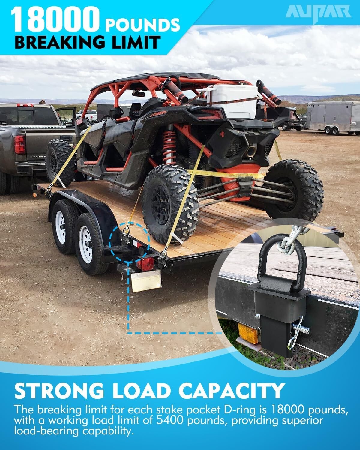 Adjustable 5/8" Heavy-Duty Stake Pocket D Rings for Flatbed Trailer Tie-Downs