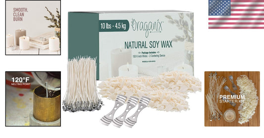 Beginner-Friendly Candle Making Kit - 10lbs Soy Wax, Wicks & Centering Tools