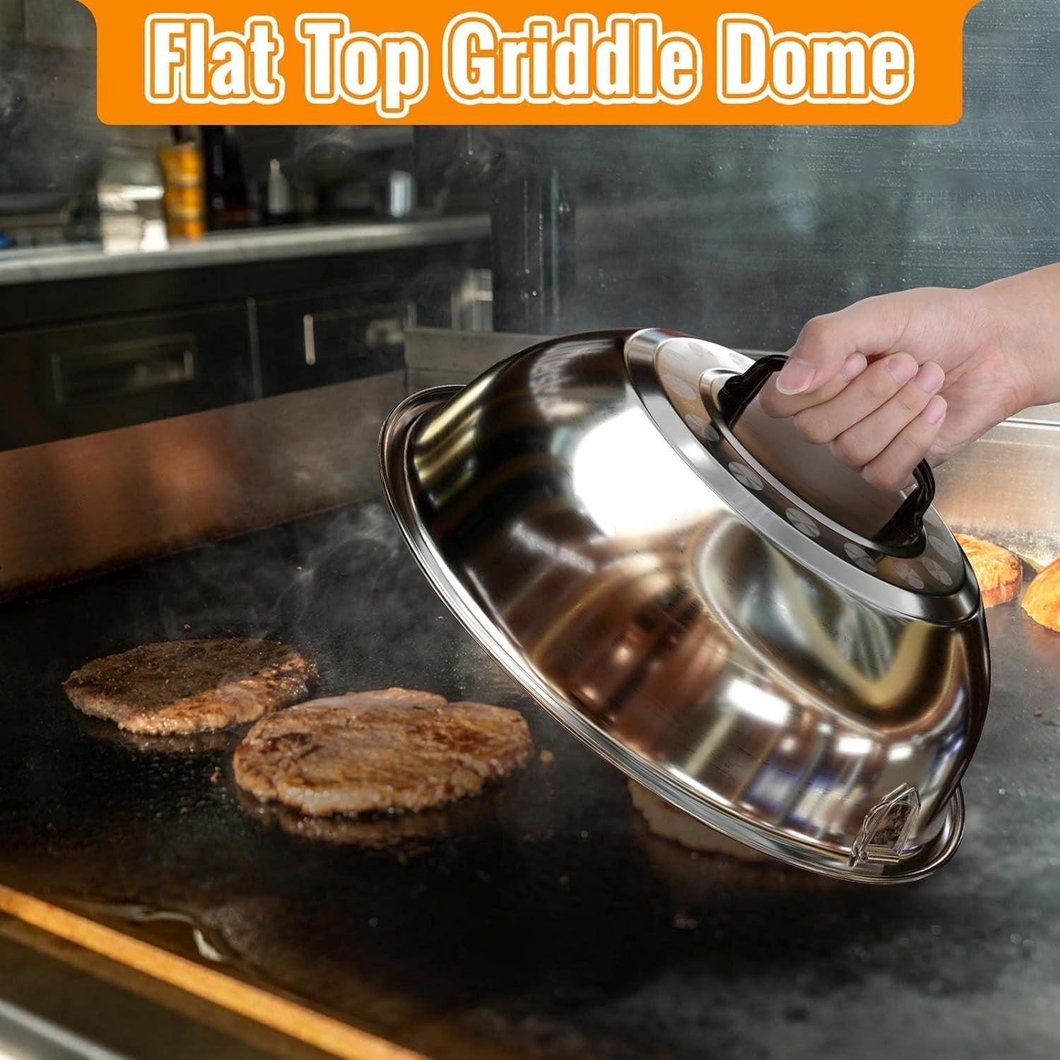 BBQ Essential: Heavy-Duty Stainless Steel Burger Press & Melting Dome 12-Inch