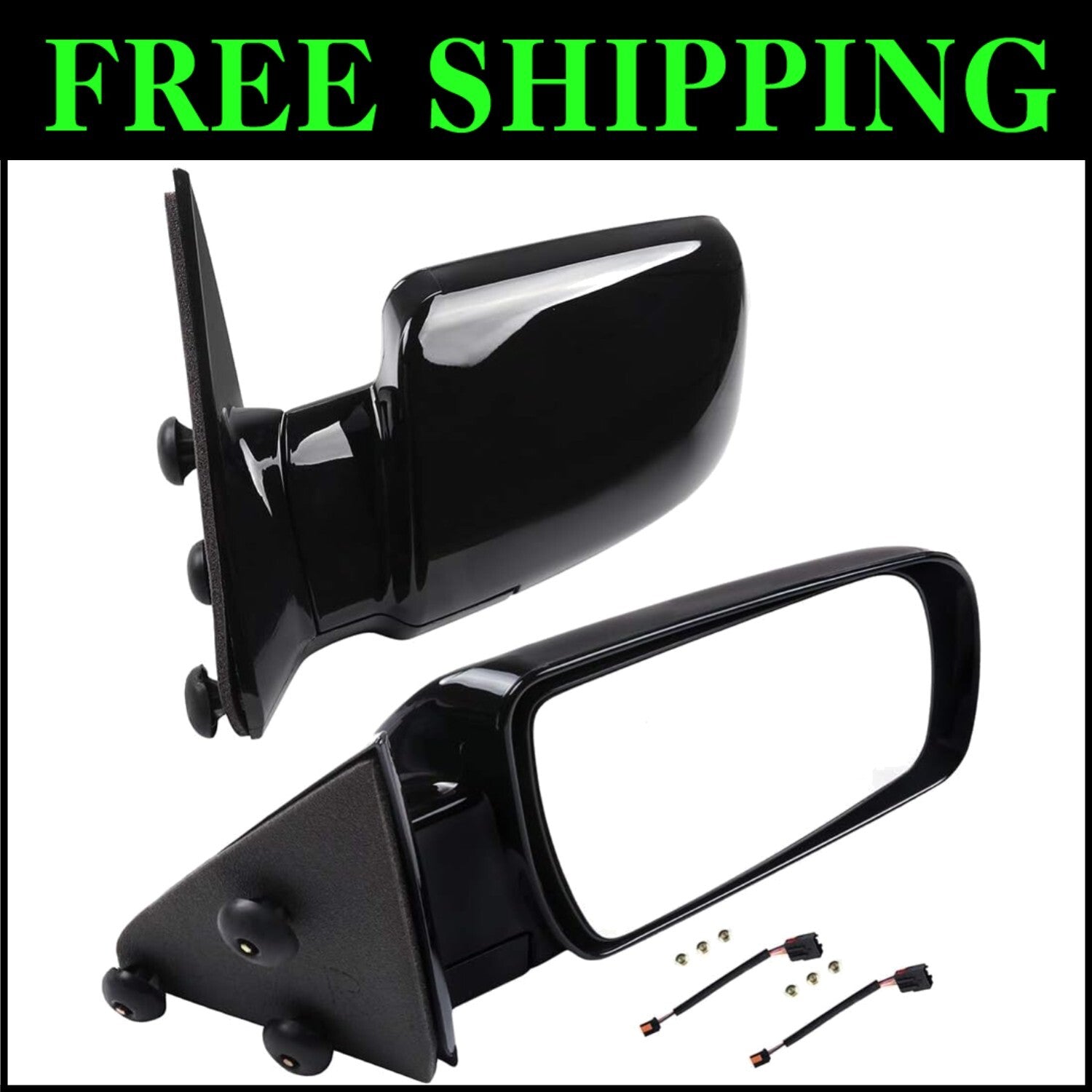 Enhanced Visibility Black Convex Side Mirrors - Compatible Chevy Models Included