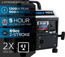 Load image into Gallery viewer, Lightweight 1,200 Peak Watts Gas Generator with Recoil Start for Outdoor Use