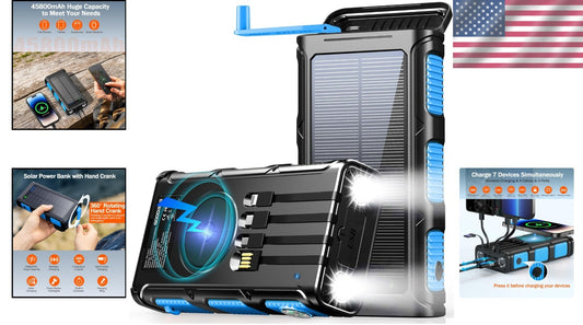 15W Fast Charging Wireless Power Bank 45800mAh with Hand Crank Emergency Power