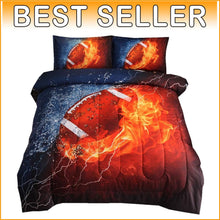 Load image into Gallery viewer, Full Size American Football Comforter Set with 3D Rugby Print - Fun for Teens