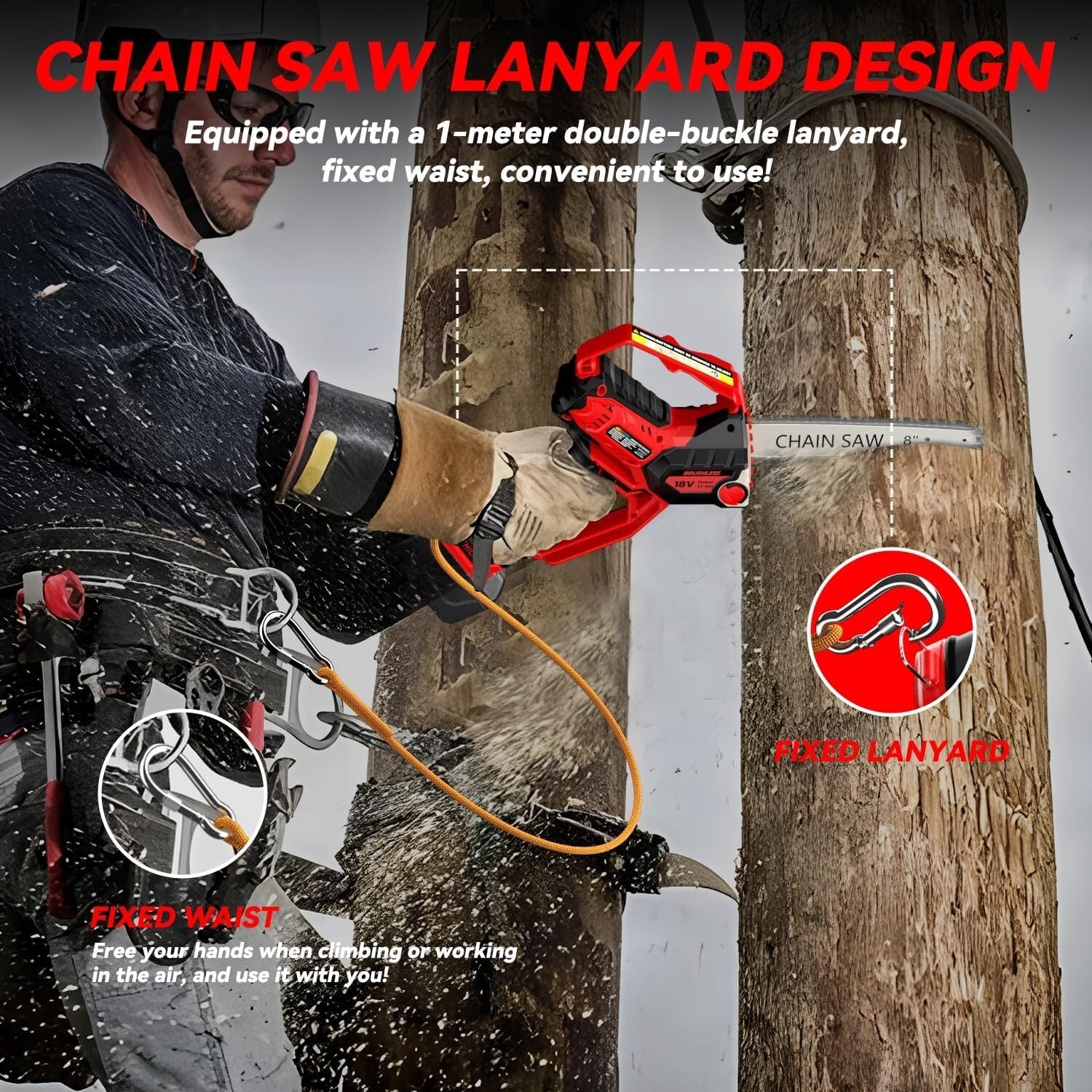 Effortless Tree Pruning with Powerful Cordless Chainsaw - 26 ft/s Cutting Speed!