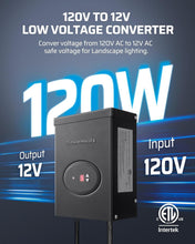 Load image into Gallery viewer, 120W Weatherproof Landscape Transformer with Timer and Built-in Photocell Sensor