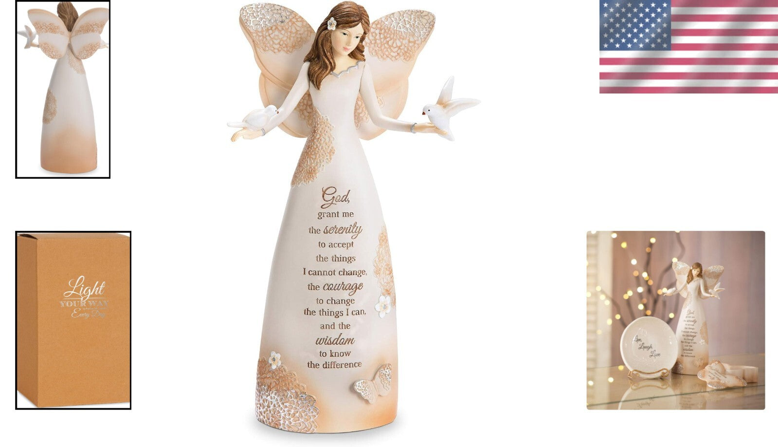 Elegant 9'' Silver Serenity Angel Figurine with Debossed Quote - Luxury Decor