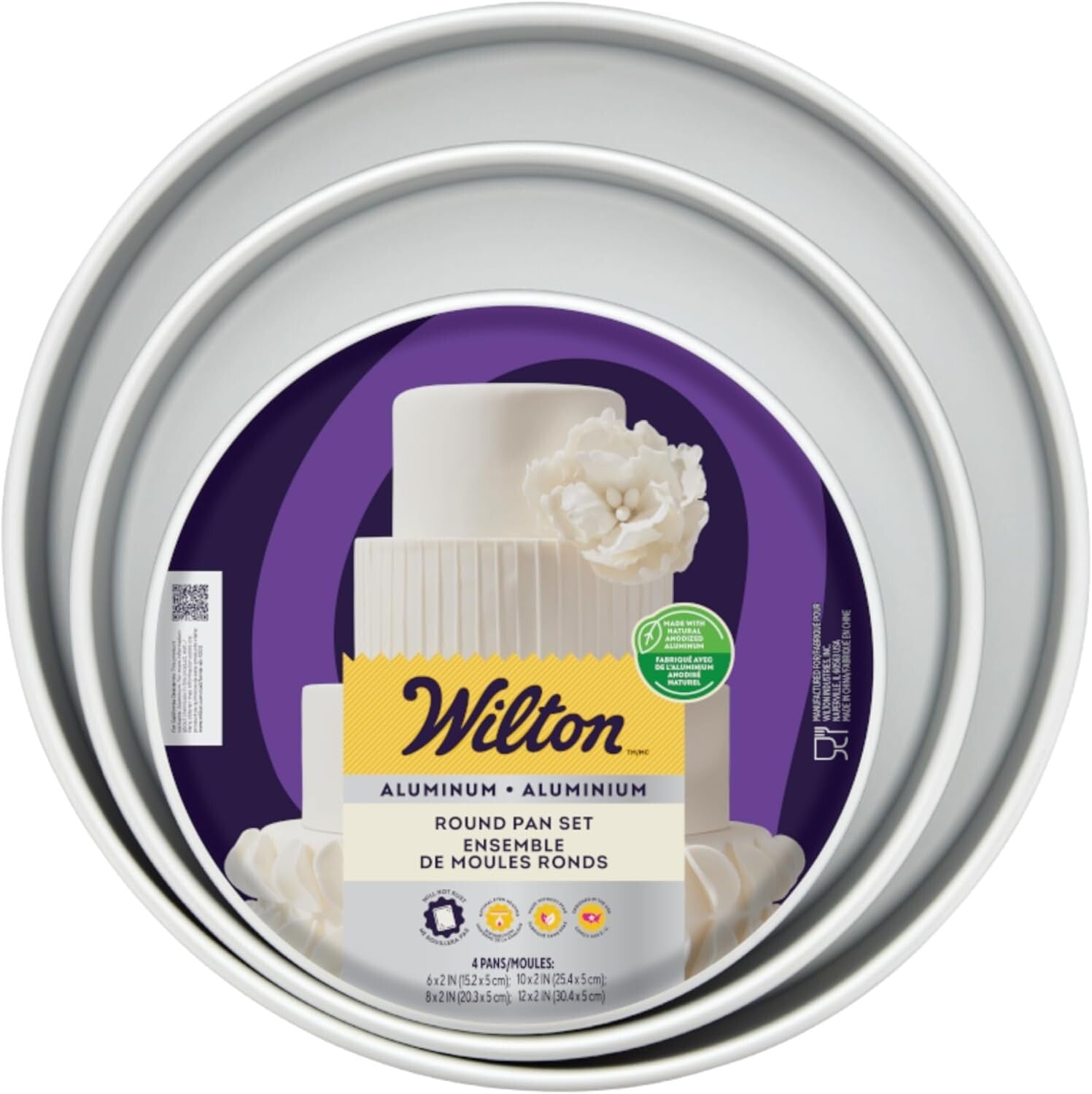 Non-Stick Aluminum Cake Pans - 4 Piece Round Baking Set for Easy Layering