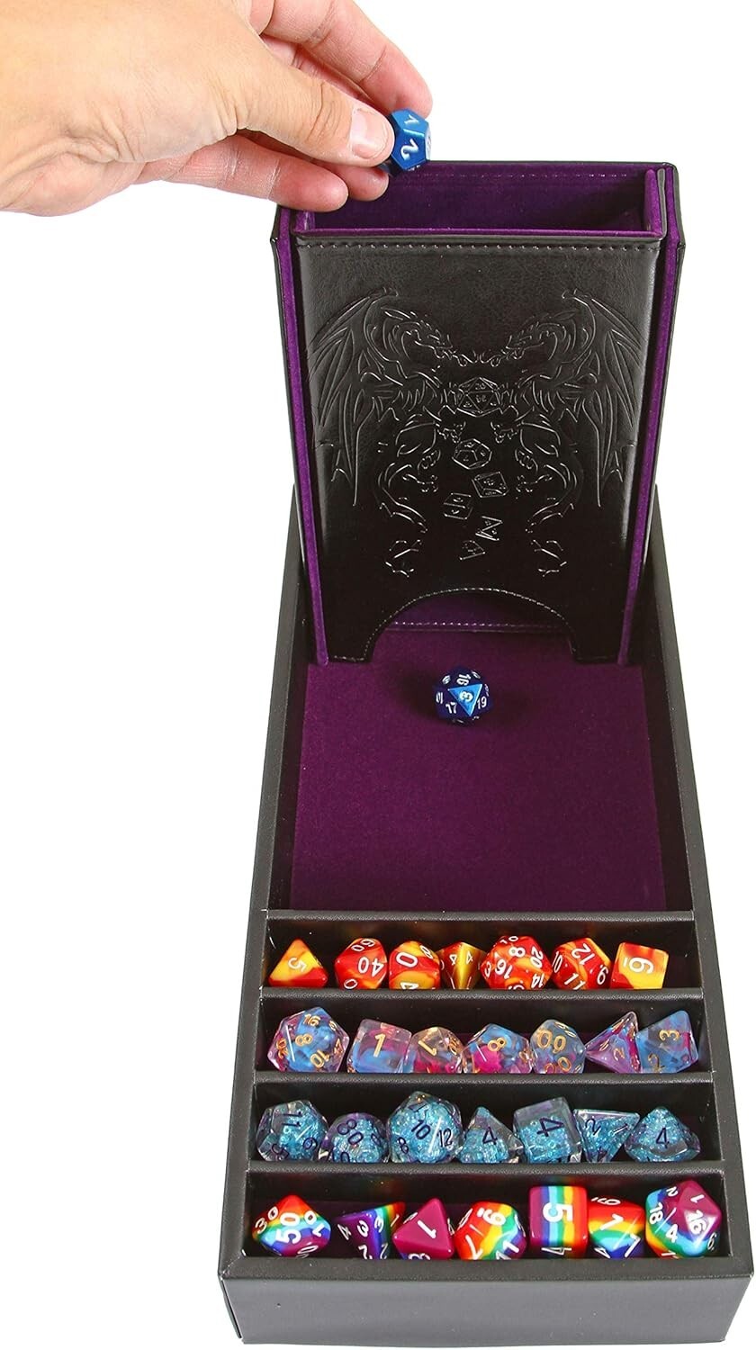 Portable PU Leather Dice Tray and Tower - Ultimate Dungeons & Dragons Storage