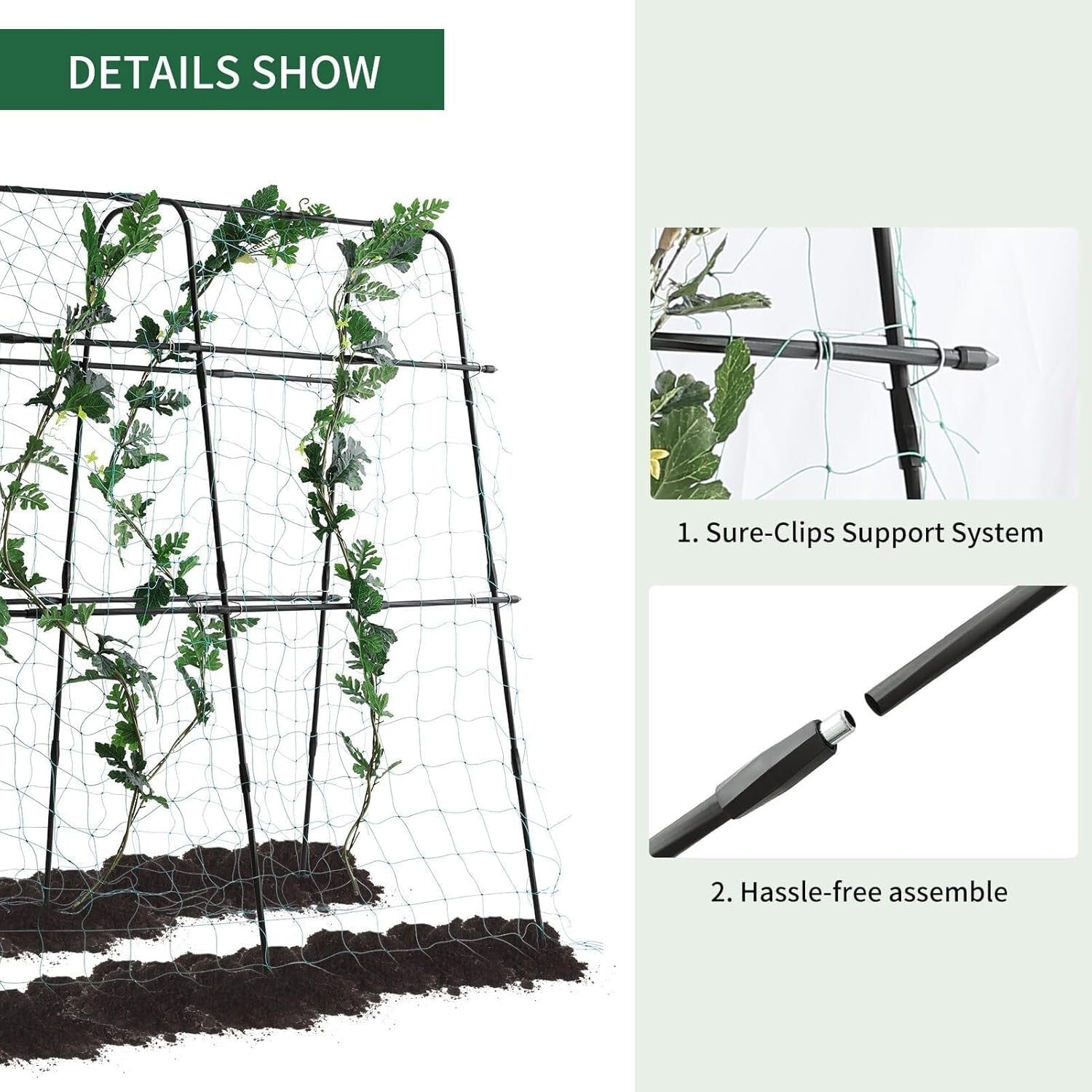 Elegant 5.3 FT Garden Cucumber Trellis with Easy Assembly - Supports Heavy Vines
