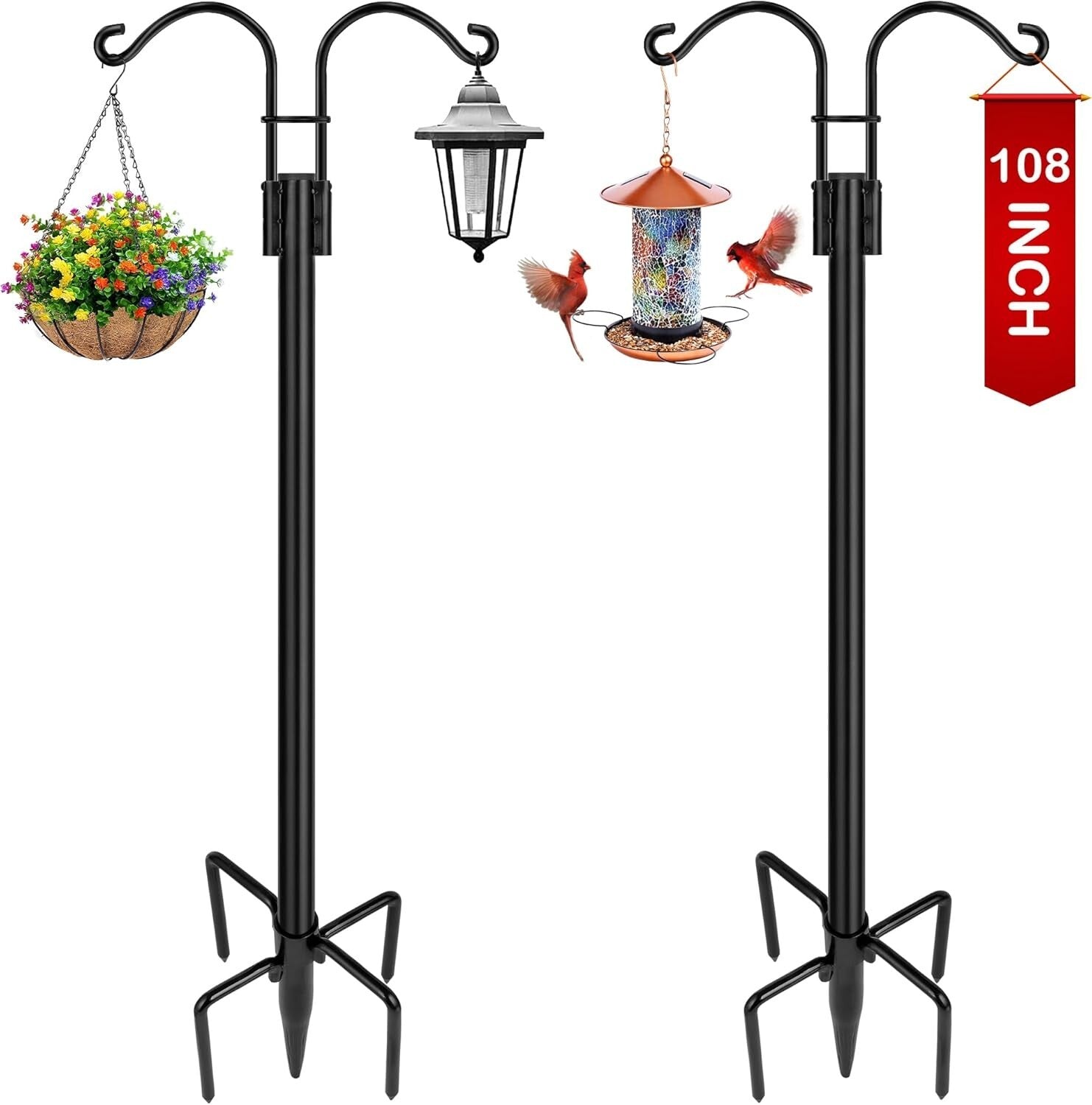 Adjustable Heavy Duty Double Arm Garden Hooks for Elegant Outdoor Spaces