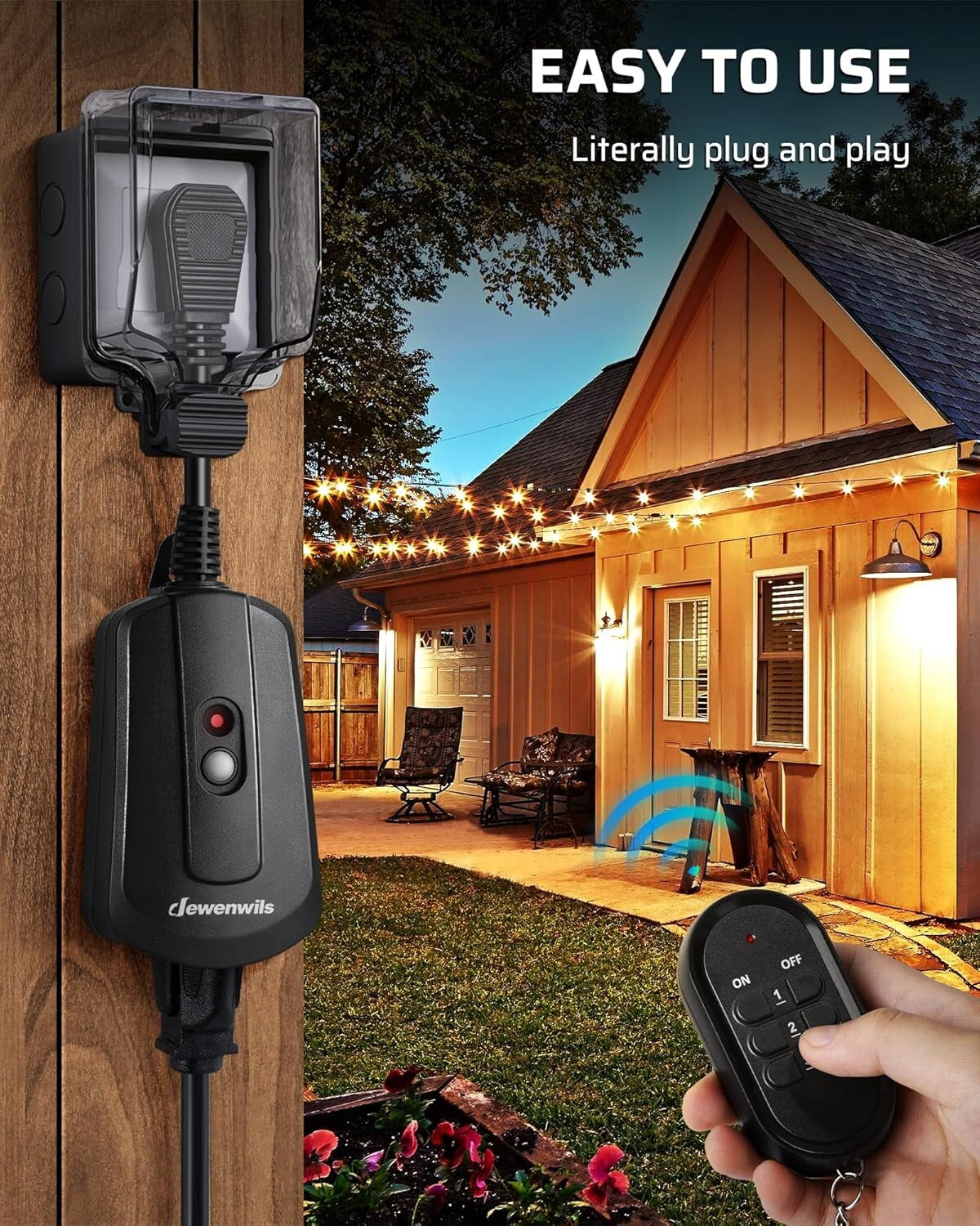 Waterproof Wireless Remote Control Outlet Kit - 3 Pack for Indoor/Outdoor Use