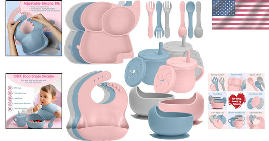 Durable Silicone Baby Feeding Set - Sippy Cups & Utensils for Independent Eaters