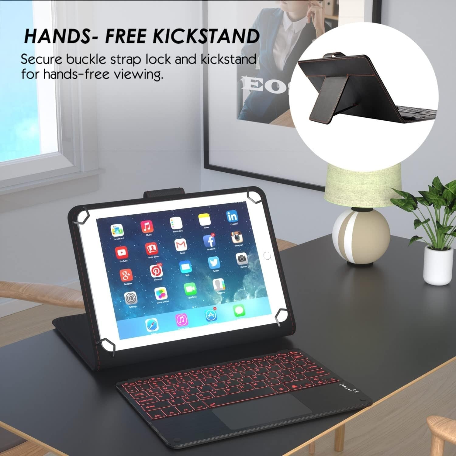 Ultra-Thin Leather Folio with Backlit Keyboard and Touchpad for 10" Tablets