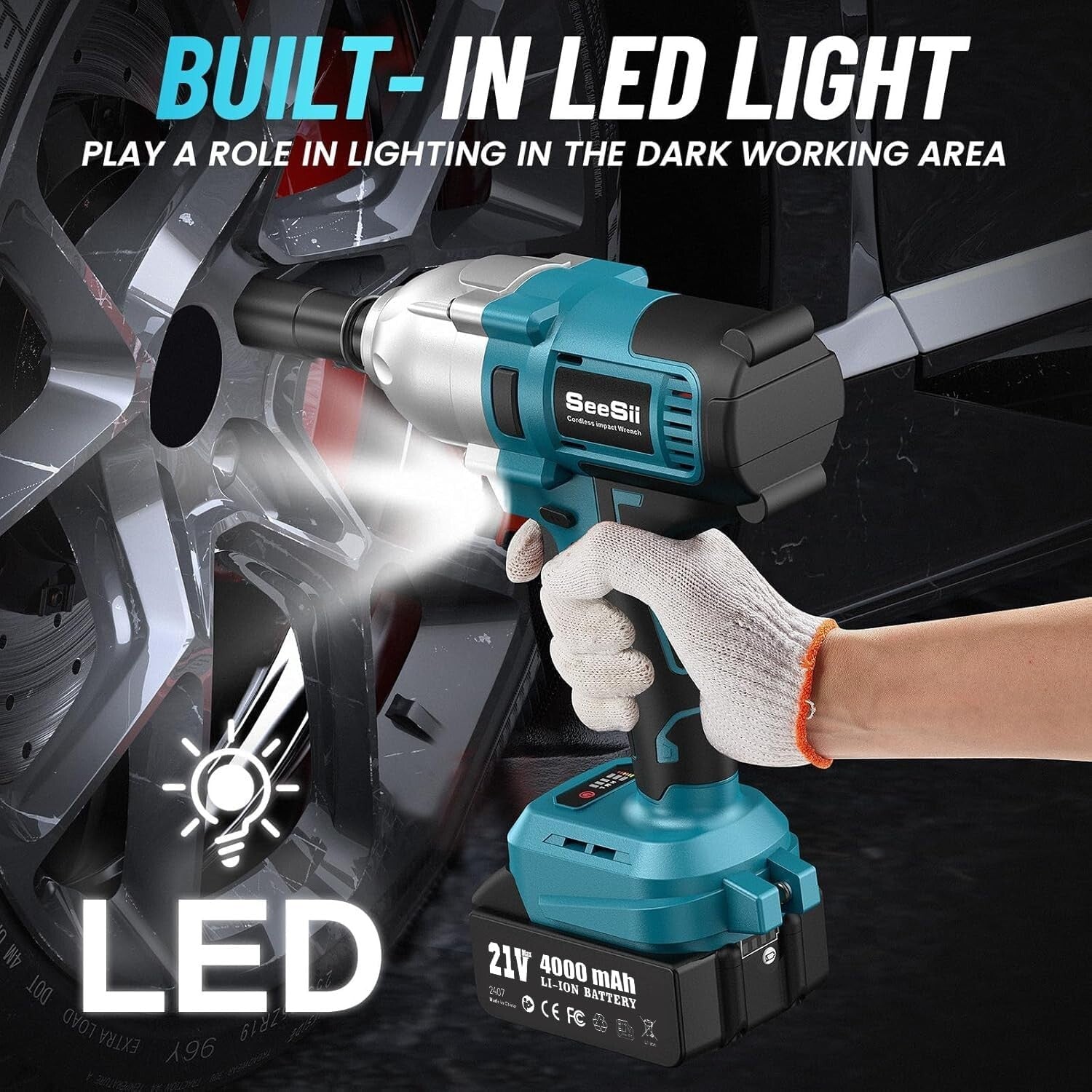 Durable Cordless Impact Wrench Set with Protective Case and Accessories Included