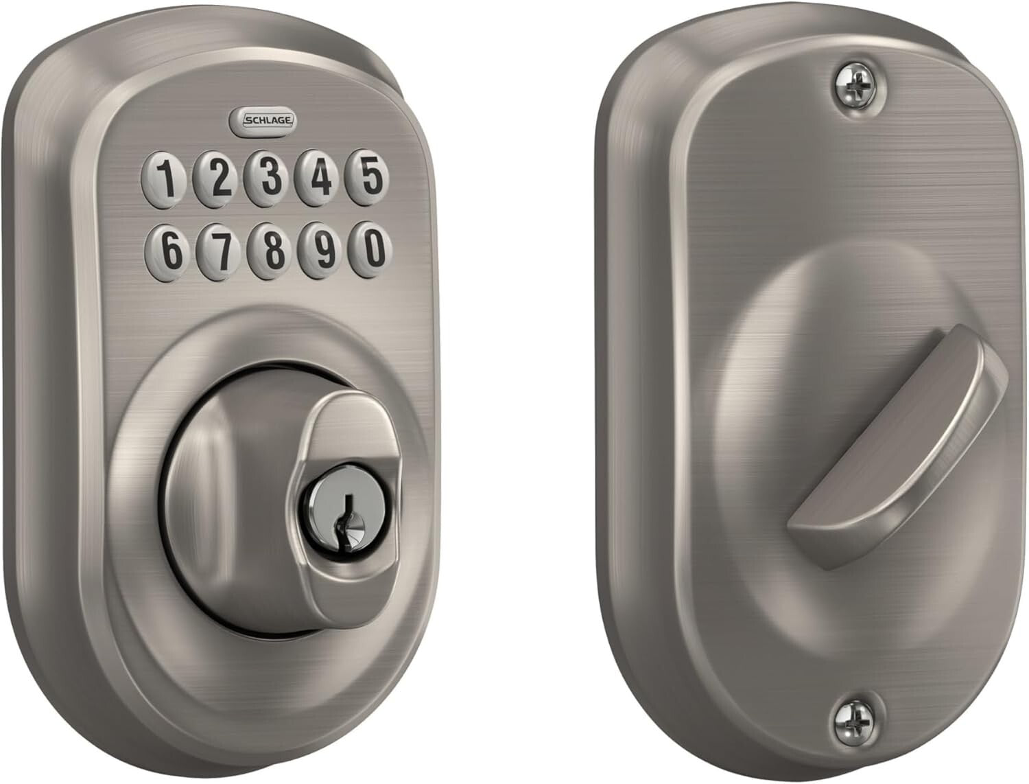 Plymouth Keyless Deadbolt - Illuminated Keypad Entry Lock in Sleek Satin Nickel