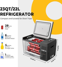Load image into Gallery viewer, Portable 12V Car Refrigerator, 23 Quart Compressor Cooler with Fast Cooling