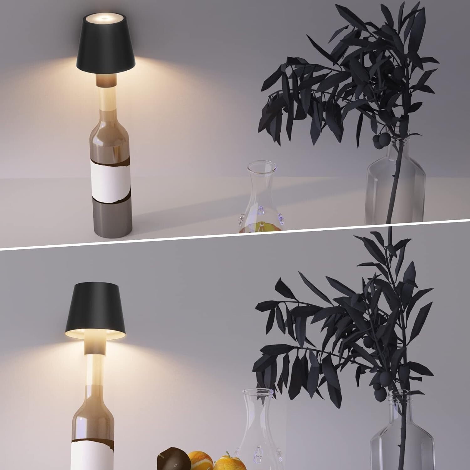 IP54 Waterproof LED Bottle Lamp Set - Cordless Dimmable Light for Home & Outdoor