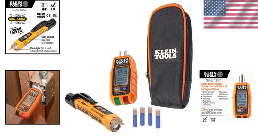 Non-Contact Voltage Tester & GFCI Receptacle Tester - Complete Electrical Kit