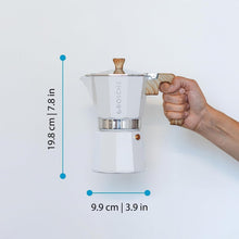 Load image into Gallery viewer, White Milano 6-Cup Stovetop Espresso Maker with Milk Frother - Modern Design