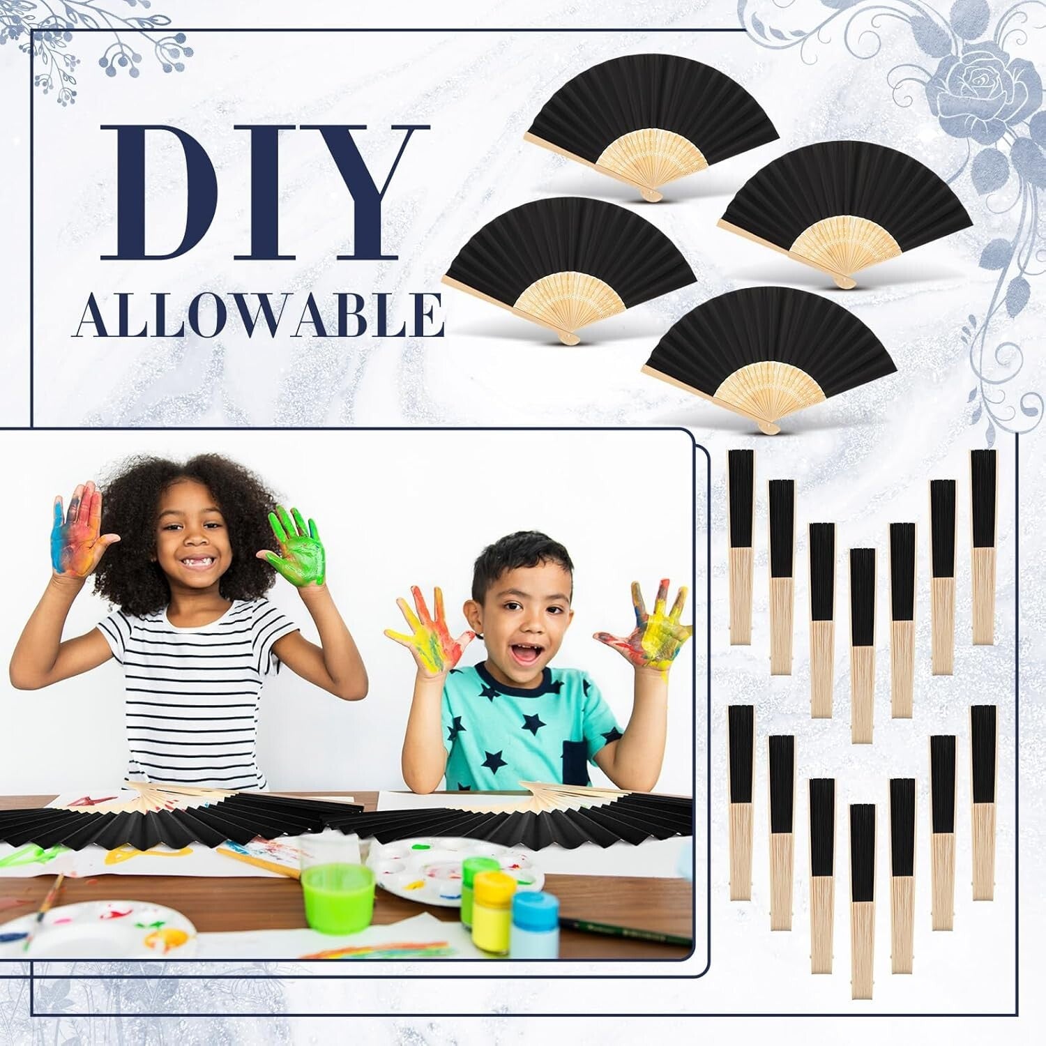 Versatile 300 Pack Handheld Bamboo Fans - Perfect for Weddings & DIY Decor