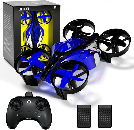 Exciting 2-in-1 Mini Drone & Racing Car for Kids - Remote Control Fun in Blue!