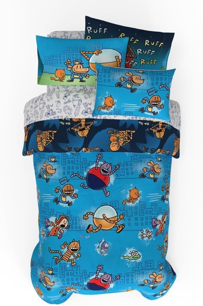 Officially Licensed Dog Man Bedding Set - 5 Piece Twin Size Microfiber Comfort