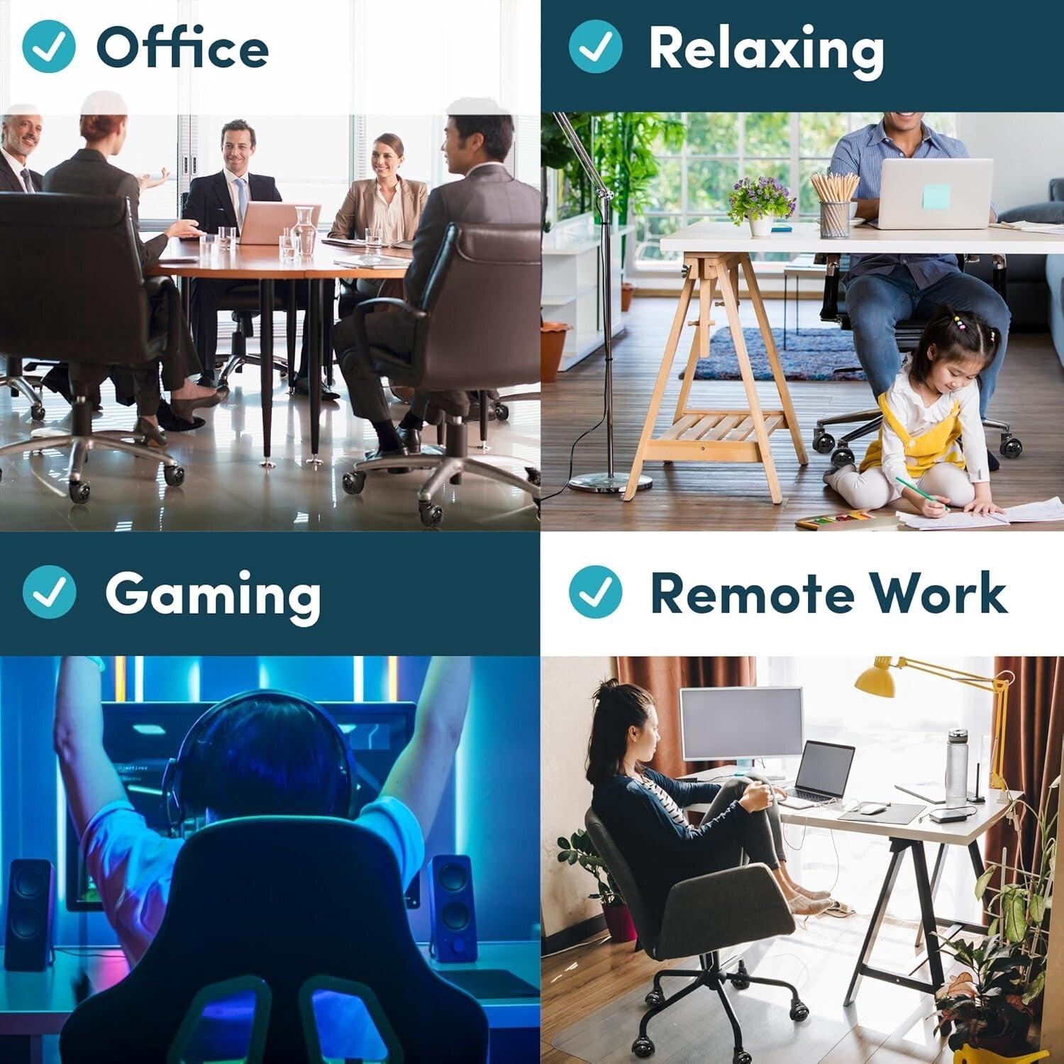 Durable Replacement Office Chair Wheels - 2 Inch Casters for Hardwood & Carpet