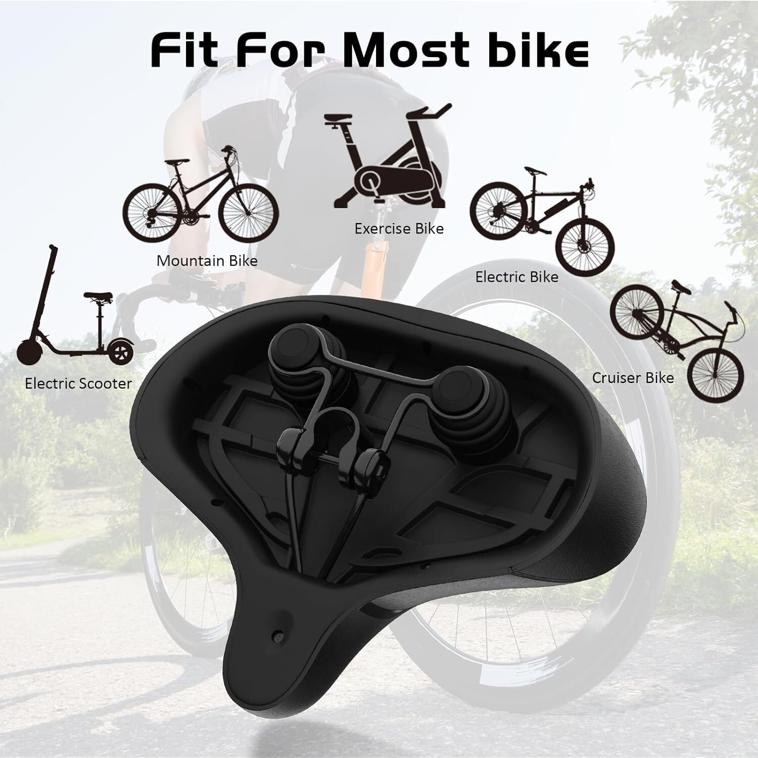 Premium Extra Comfort Bike Seat for Mountain & Stationary Bikes - Easy Install