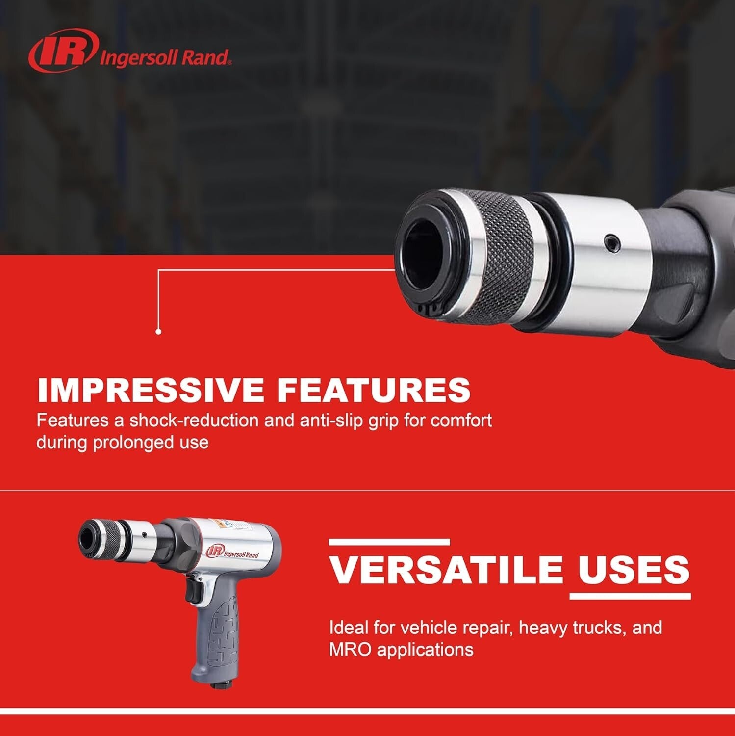 Versatile Short Barrel Air Hammer - Reduced Vibration and Quick Change Retainer