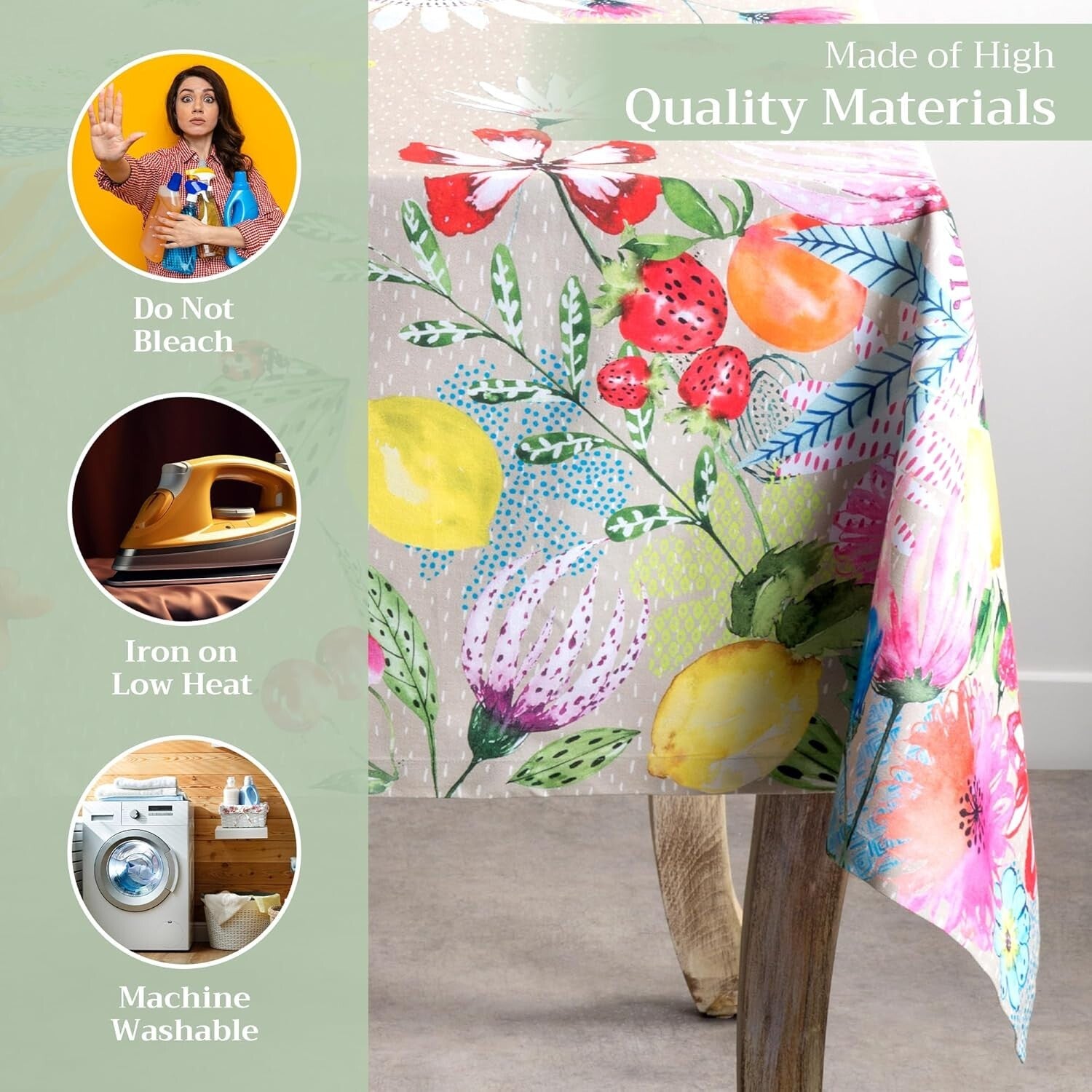 Elegant 100% Cotton Table Cloth 60 x 90 Inches for All Occasions - Jardin D'Ete