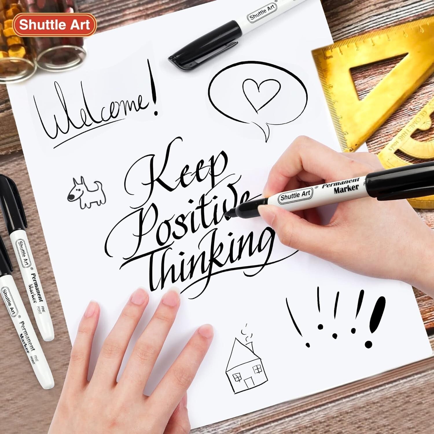 Versatile Permanent Markers Set - 100 Black Fine Point for All Surfaces