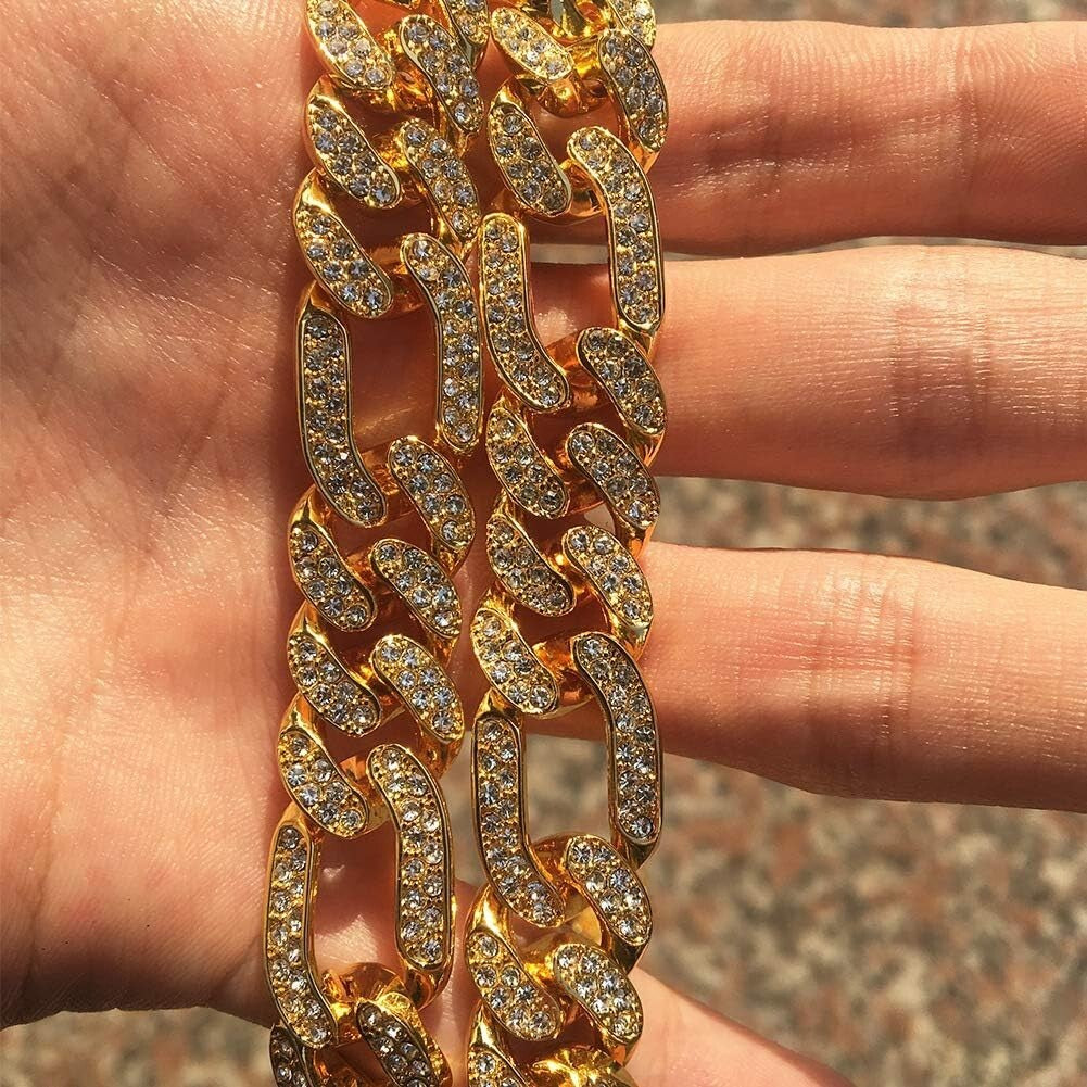 Luxury 18K Gold Plated Miami Cuban Link Chain Set for Men - Iced Out Fashion