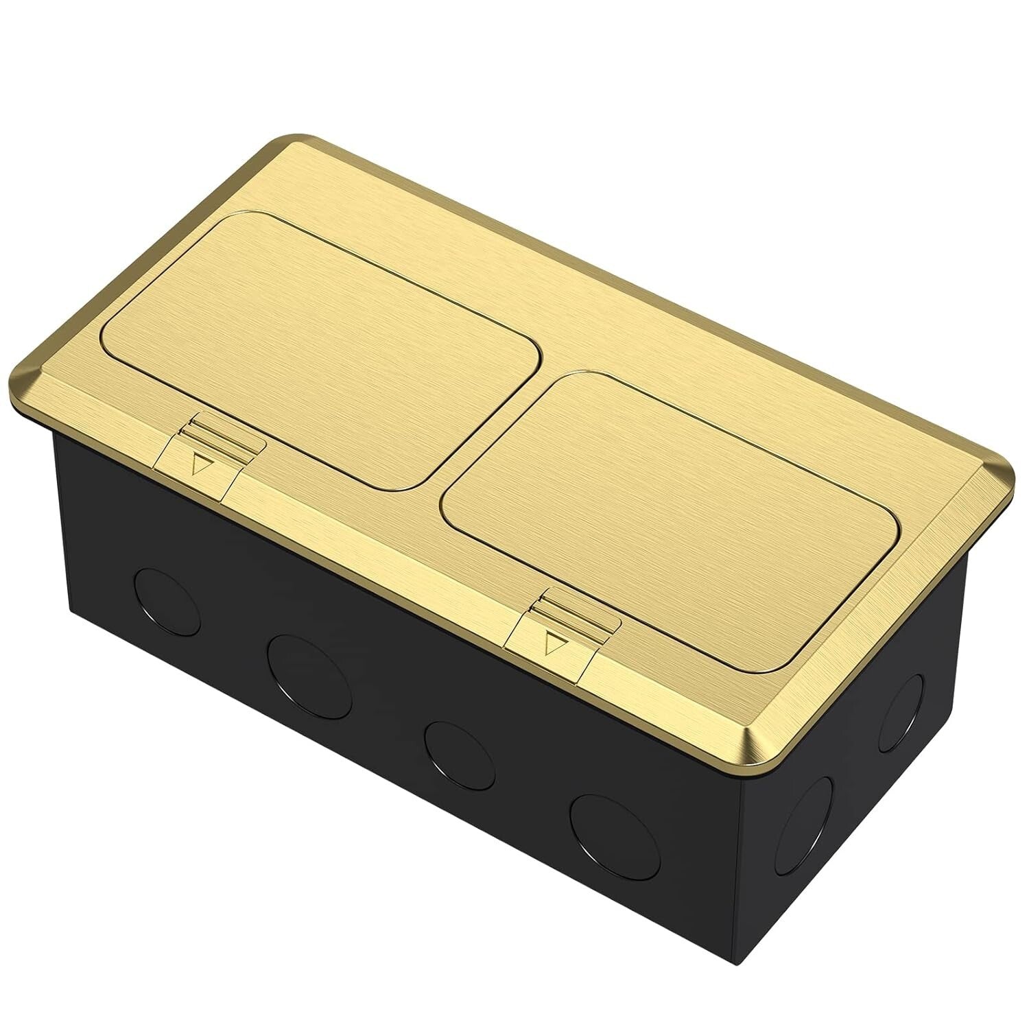 Modern Dual Pop-Up Electrical Outlet with Waterproof Design & USB Ports in Brass