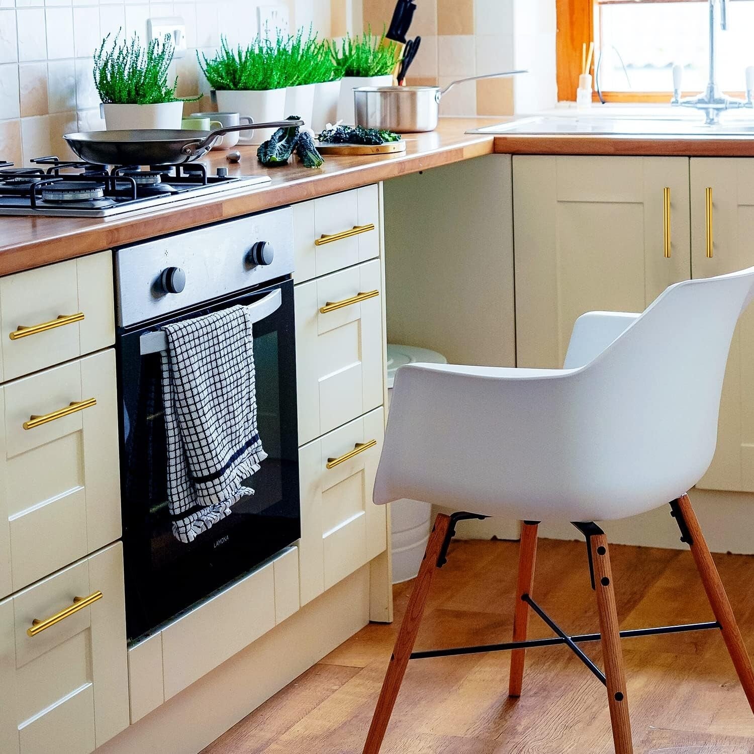 40 Pack Brushed Brass Cabinet Pulls - Elegant Stainless Steel Drawer Handles