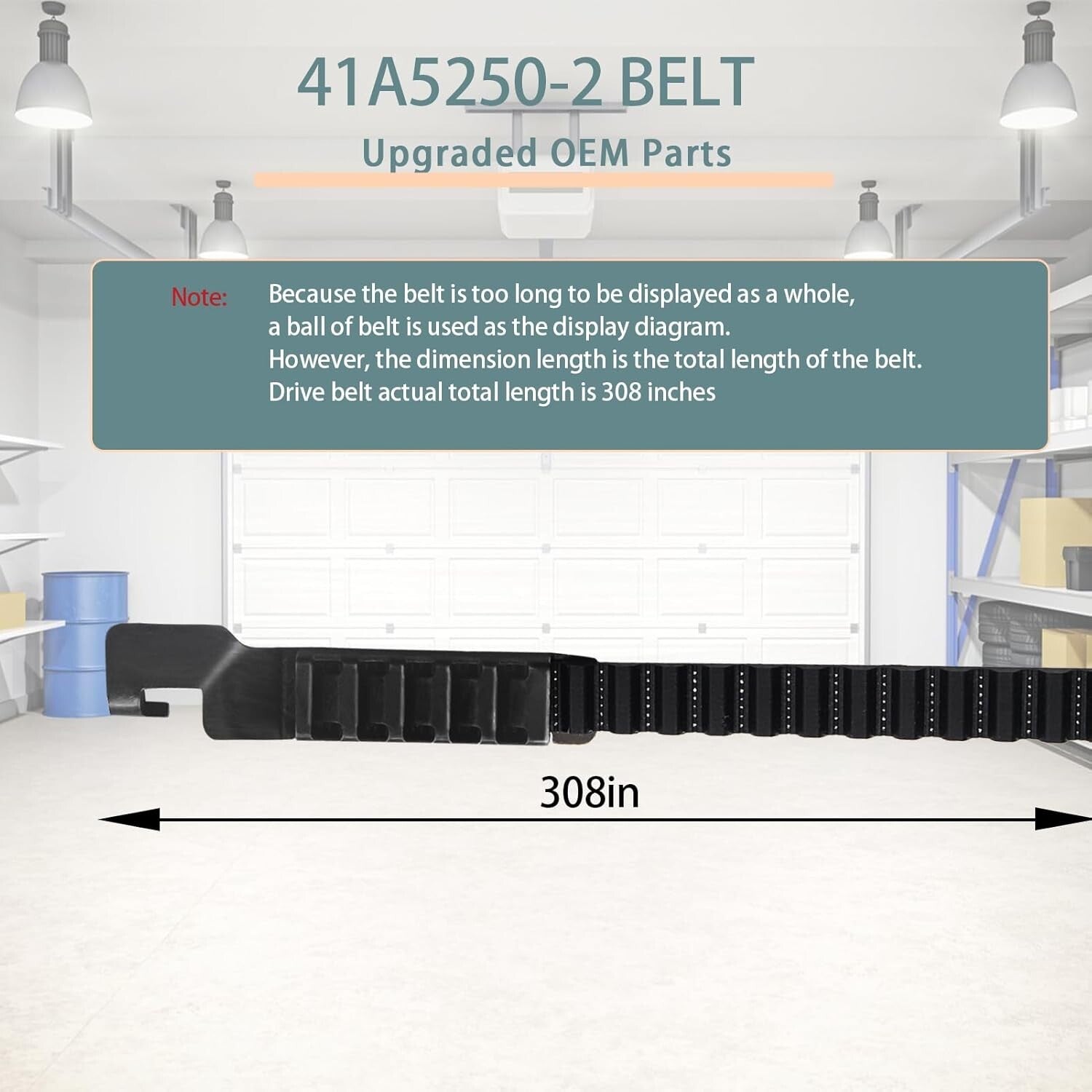 Chamberlain Liftmaster Compatible Garage Door Drive Belt - 308 Inches, Quiet