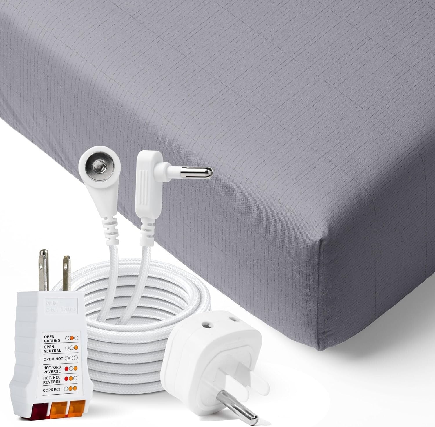 Soft King Size Grounding Sheet in Gray - 10% Silver Fiber for Enhanced Sleep