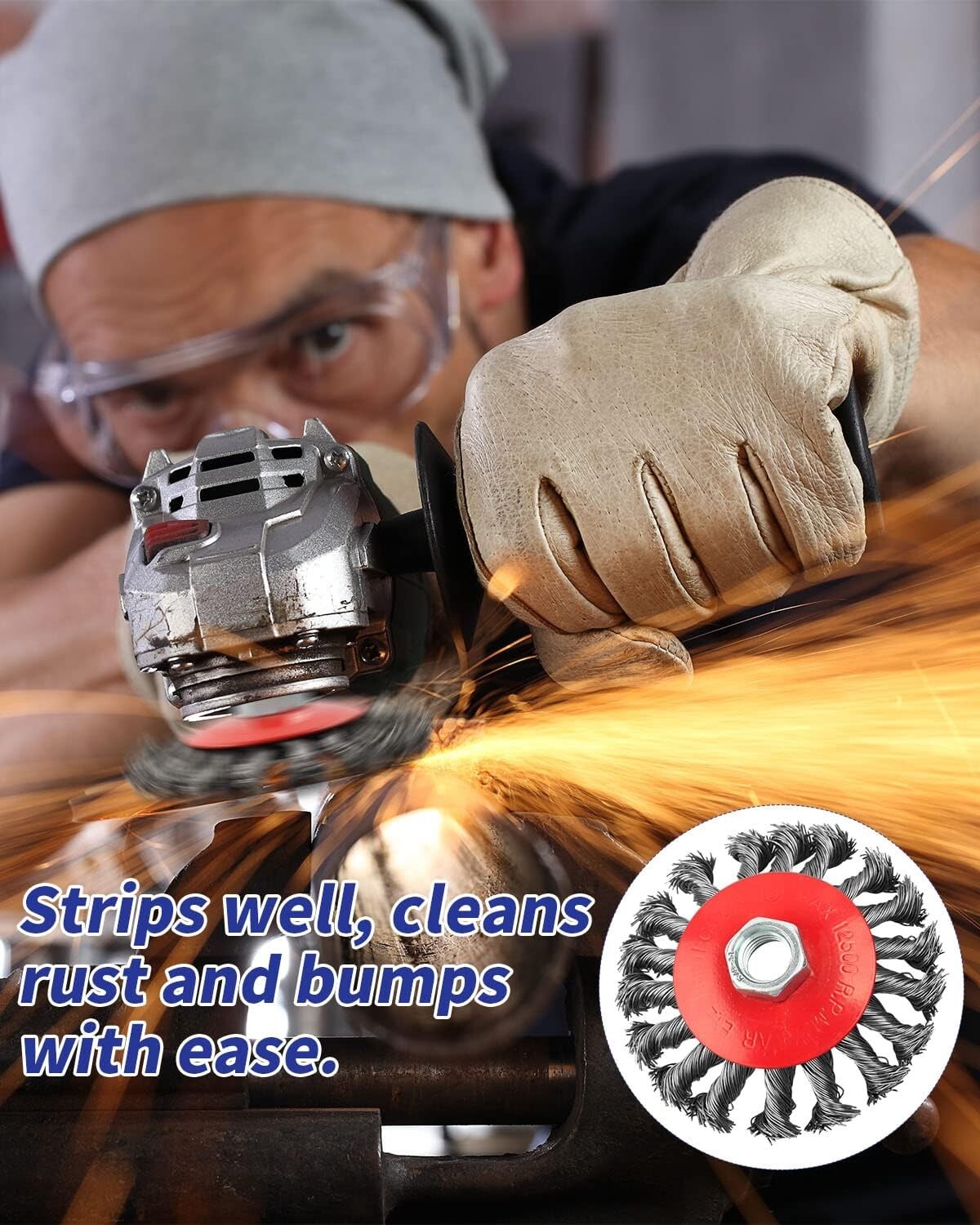 Efficient 4 Inch Knotted Wire Wheel Brush Set - 20 Pack for Surface Cleaning