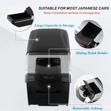 Load image into Gallery viewer, Universal Black Leather Armrest Box with 7 USB Ports &amp; Retractable Cup Holder