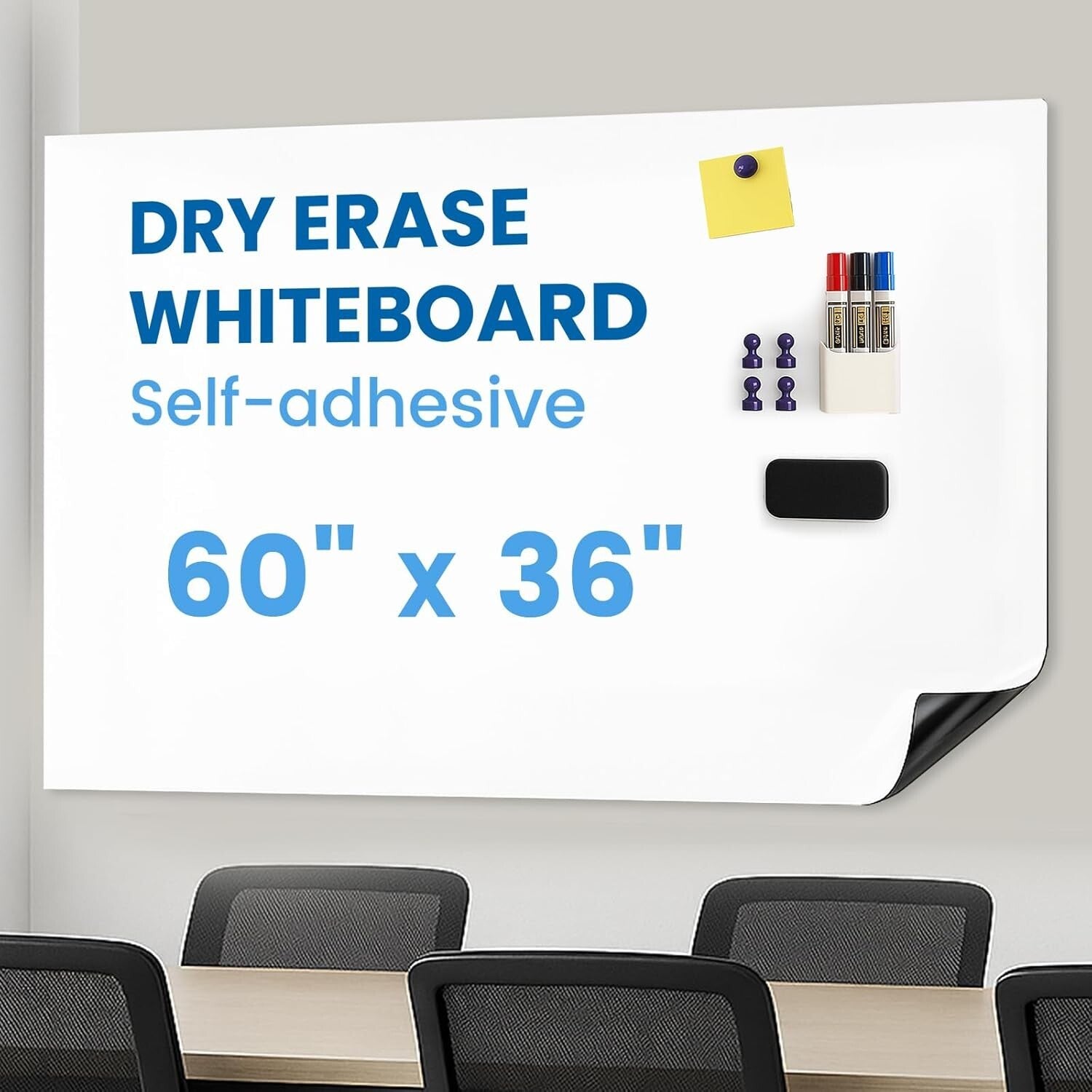 60" x 36" Magnetic Dry Erase Wall Sticker - Peel and Stick Creative Solution