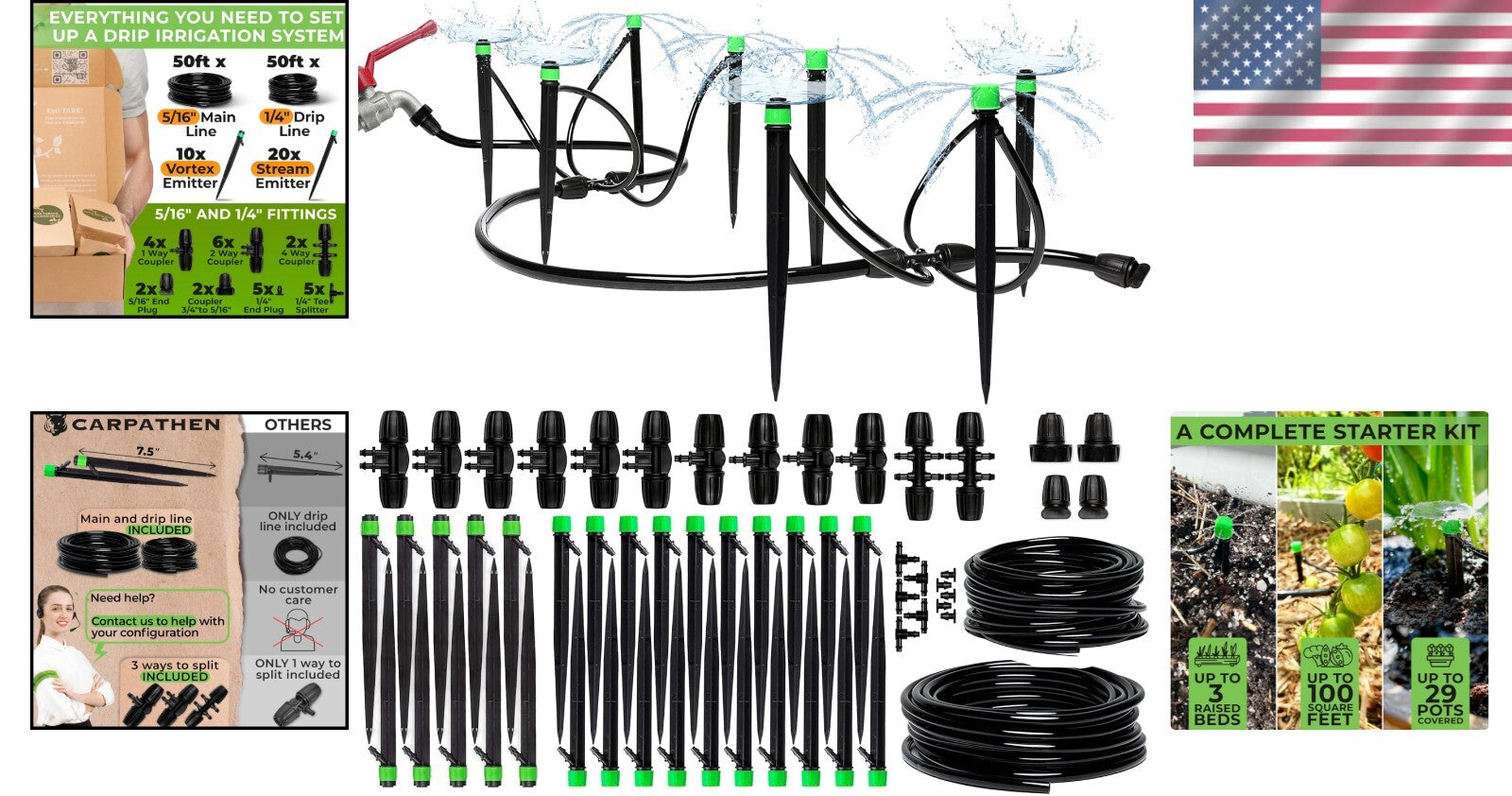 Adjustable Drip Irrigation System for Raised Beds and Greenhouses - Easy Setup!