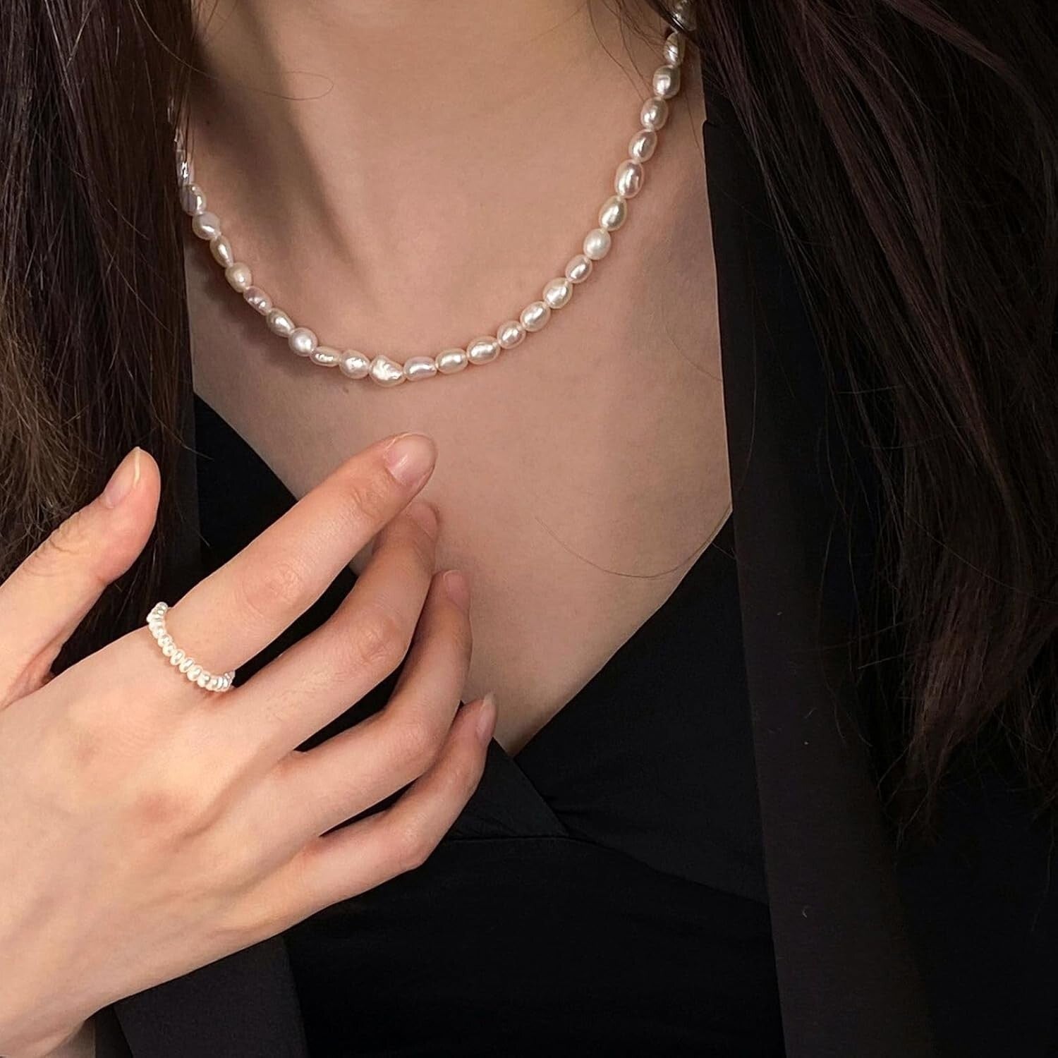 Dainty Pearl Choker Necklace - 4MM/6MM/8MM Adjustable Elegant Jewelry for Women