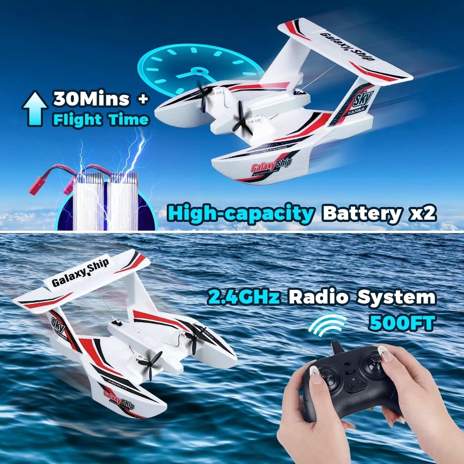 2.4GHz Remote Control Plane with 30 Min Flight Time - Great for Kids & Adults