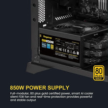 Load image into Gallery viewer, GM850 80 Plus Gold Certified Power Supply - 850W Gaming PSU with Modular Design