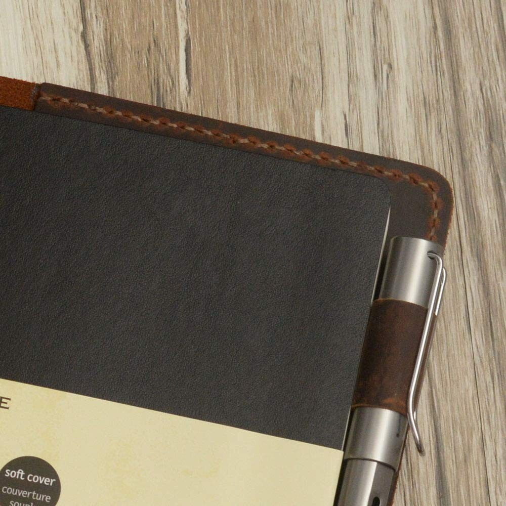 Elegant 5 x 8.25" Leather Portfolio Cover for Moleskine Journals - Aged Finish