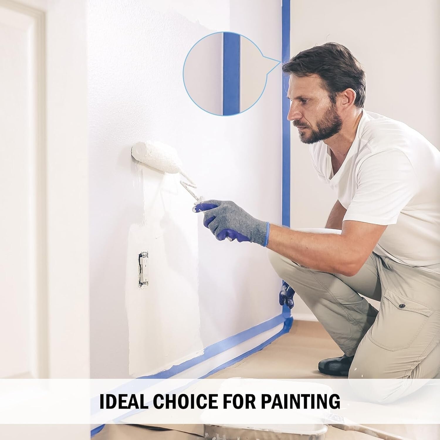 Bulk Blue Painters Tape - 1 Inch Wide, 55 Yards x 20 Rolls for Multiple Projects