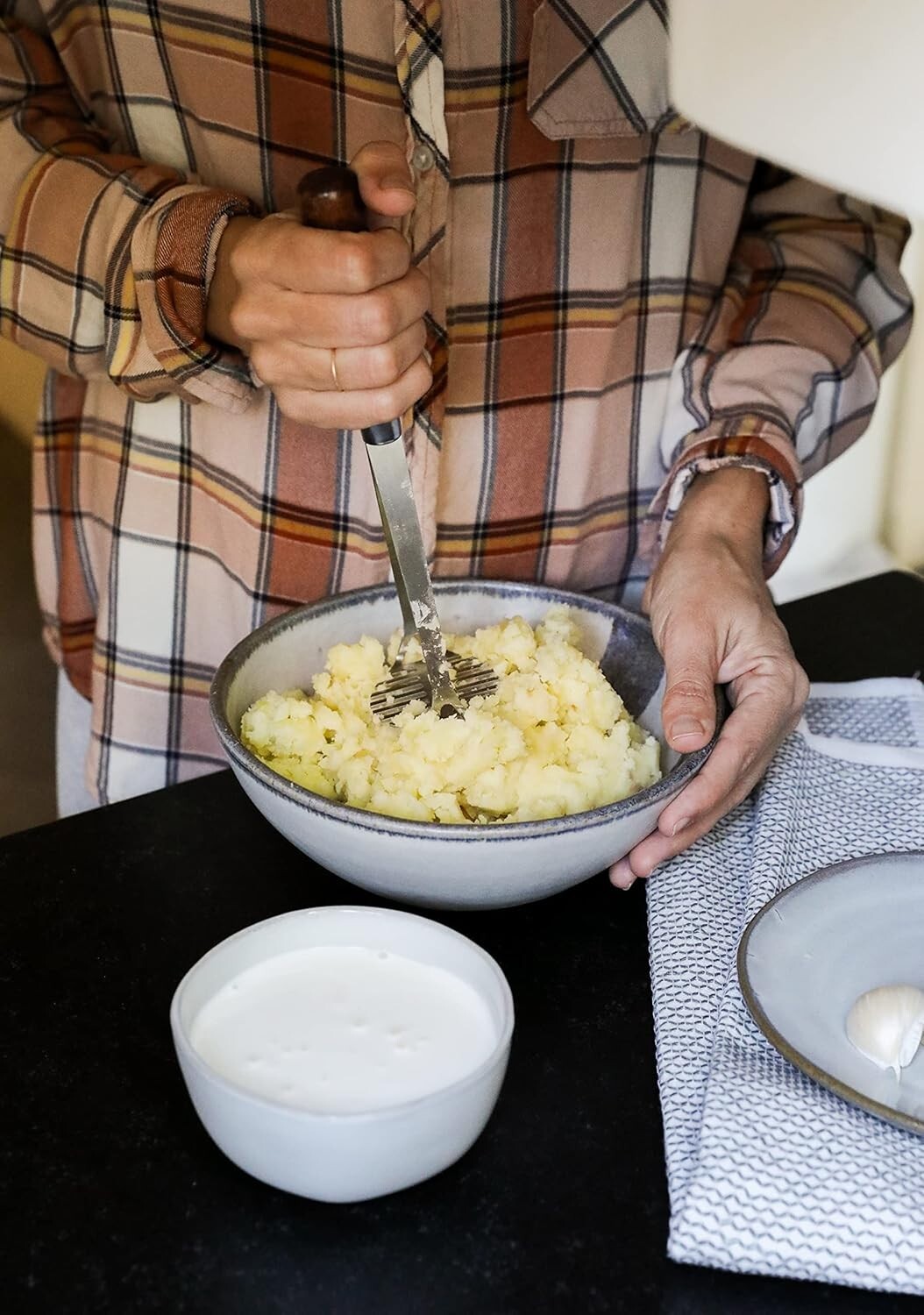 Durable Mini Masher with Riveted Walnut Handle - Nostalgic Cooking Essential