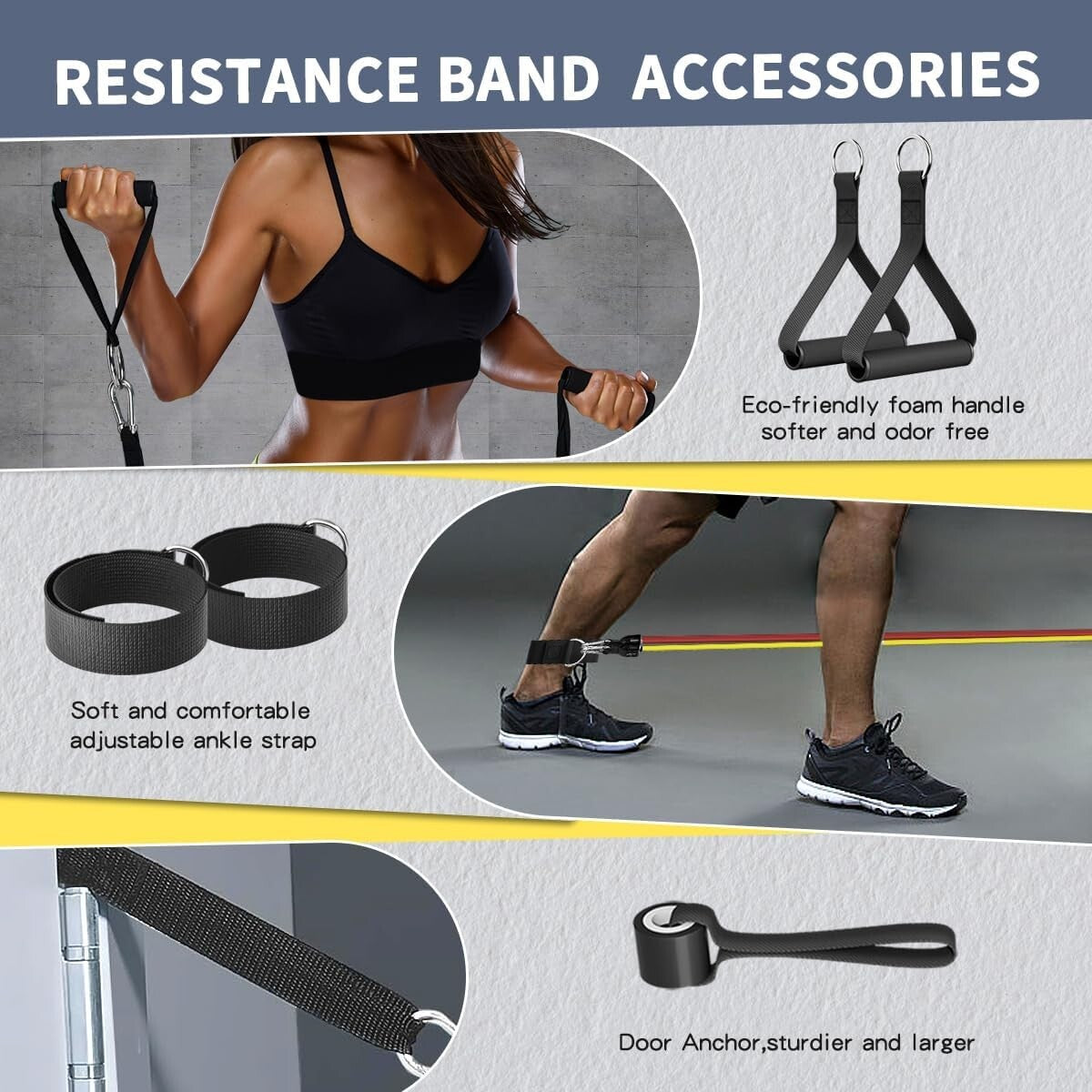 Non-Slip Resistance Bands with Handles - Portable Fitness Set for All Levels