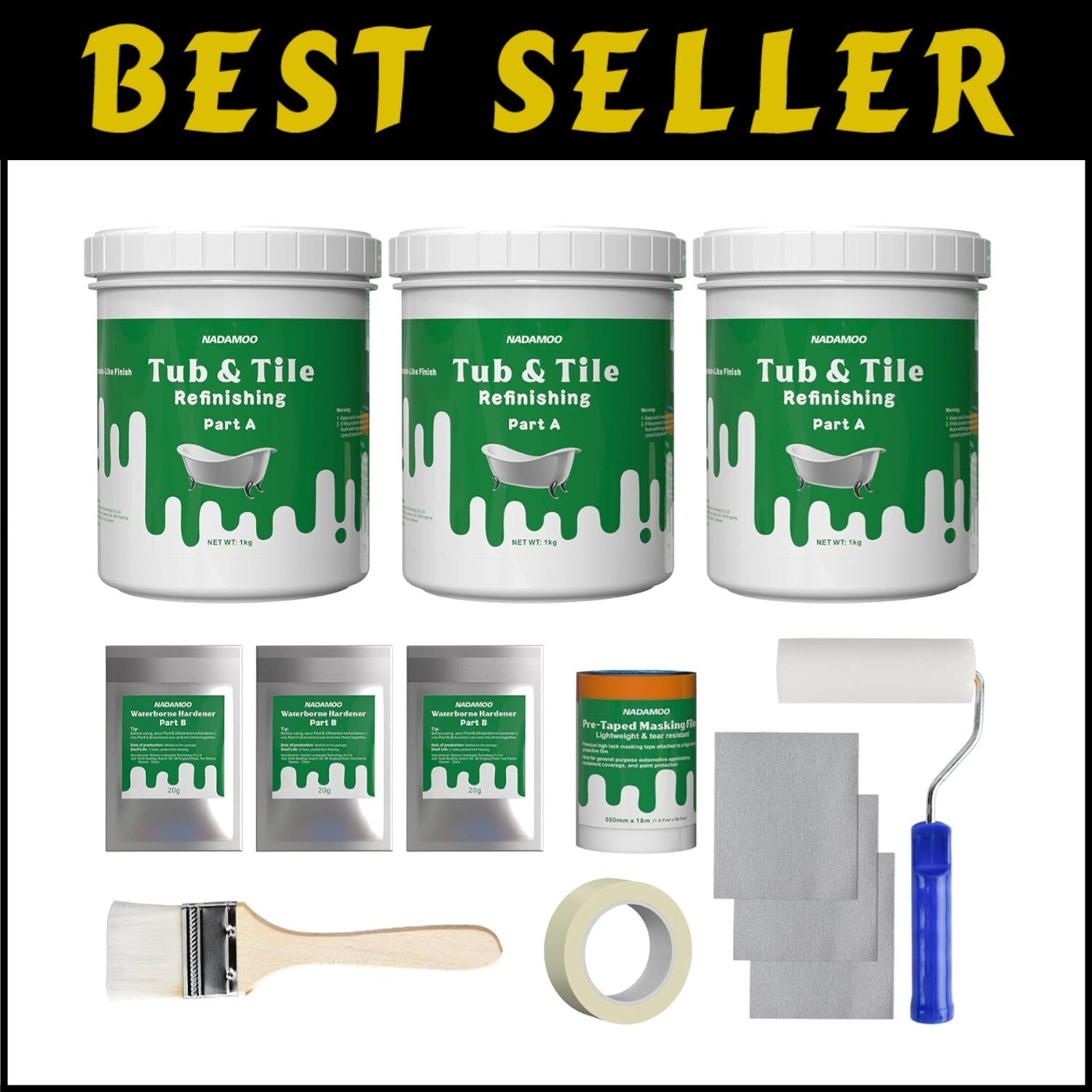 DIY Tub and Tile Refinishing Kit 3kg | Waterproof, Odor Blocking - White Finish